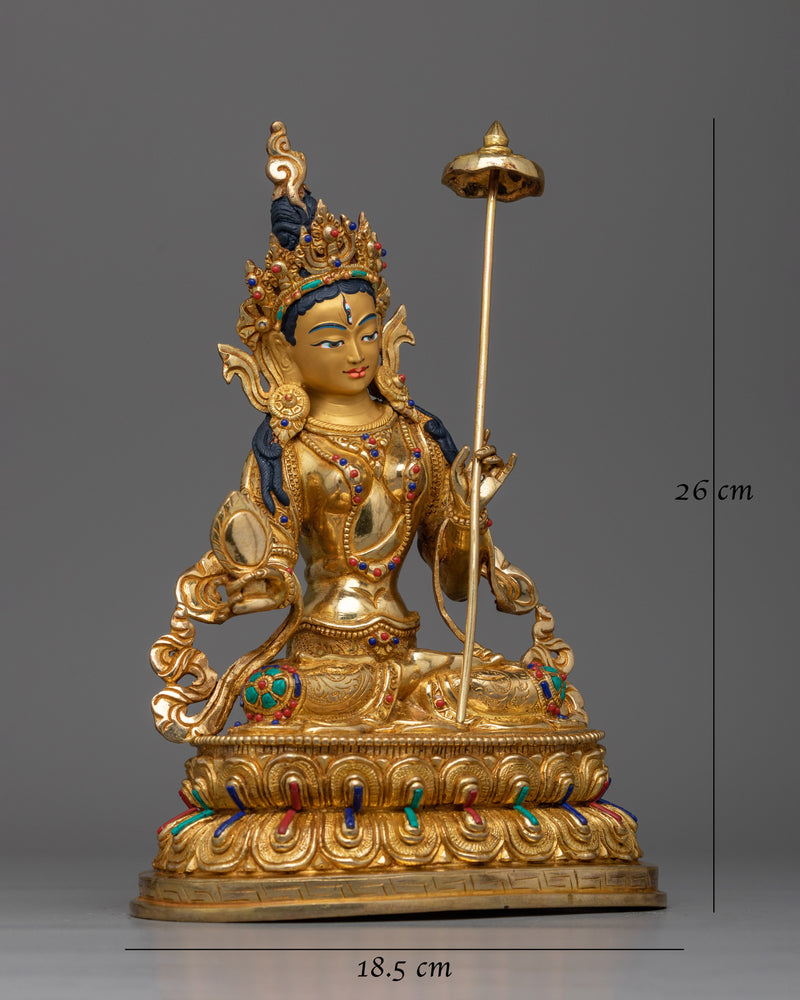 Graceful Shri Dukar Gold Gilded Statue | Handcrafted Beauty and Elegance