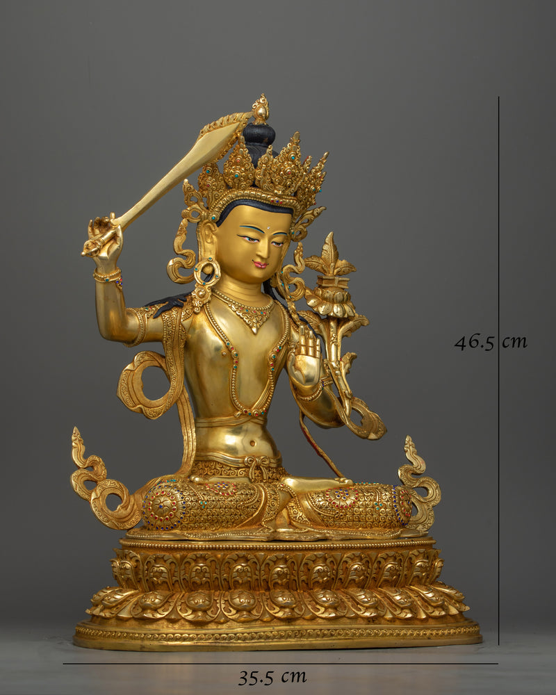 Elegant Manjushri Insightful Deity Statue | Handcrafted with Wisdom