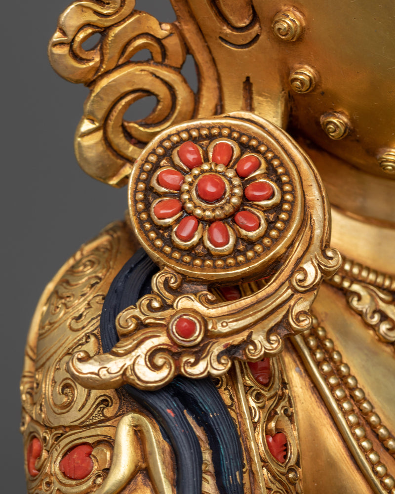 Jewels Lord Dzambhala Gold Gilded Statue | Handcrafted Symbol of Prosperity and Wealth