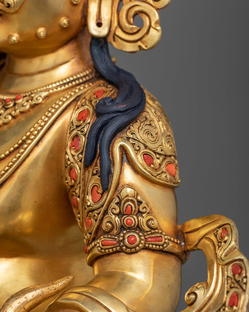 Jewels Lord Dzambhala Gold Gilded Statue | Handcrafted Symbol of Prosperity and Wealth