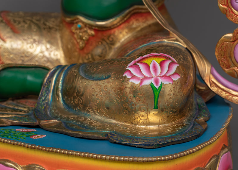 Graceful Green Tara Color Hued Statue | Handcrafted Symbol of Protection