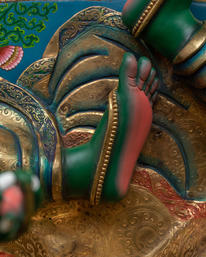 Graceful Green Tara Color Hued Statue | Handcrafted Symbol of Protection