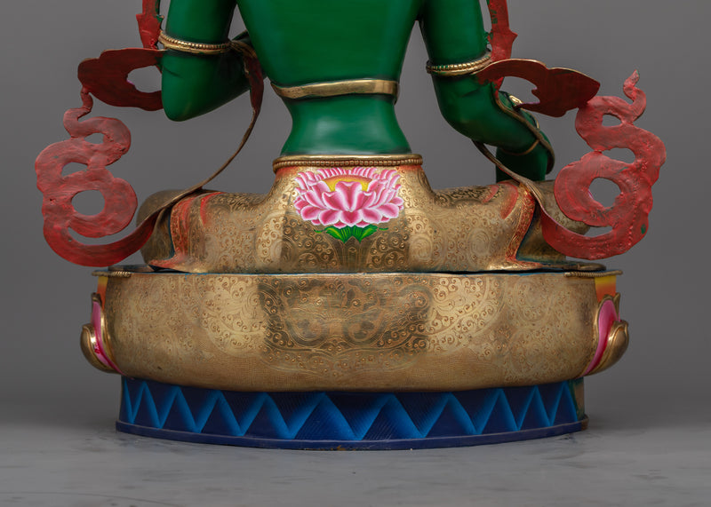 Graceful Green Tara Color Hued Statue | Handcrafted Symbol of Protection