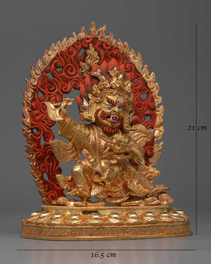 Mahakala Bernakchen Gold Gilded Statue | Handcrafted Symbol of Protection and Power