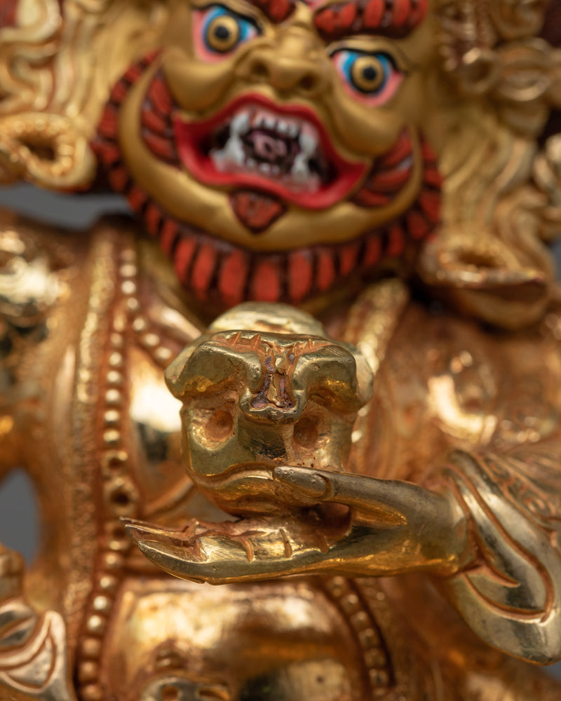 Mahakala Bernakchen Gold Gilded Statue | Handcrafted Symbol of Protection and Power