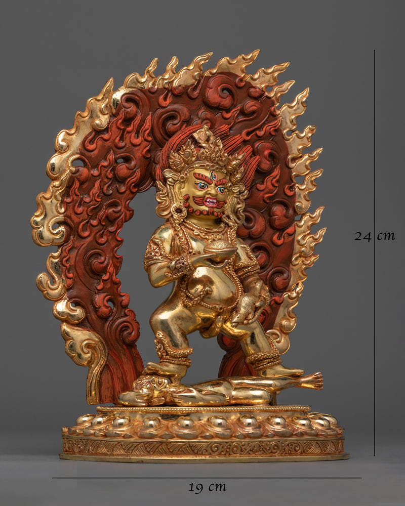 Black Dzambhala Gold Gilded Statue | Handcrafted Symbol of Wealth and Protection