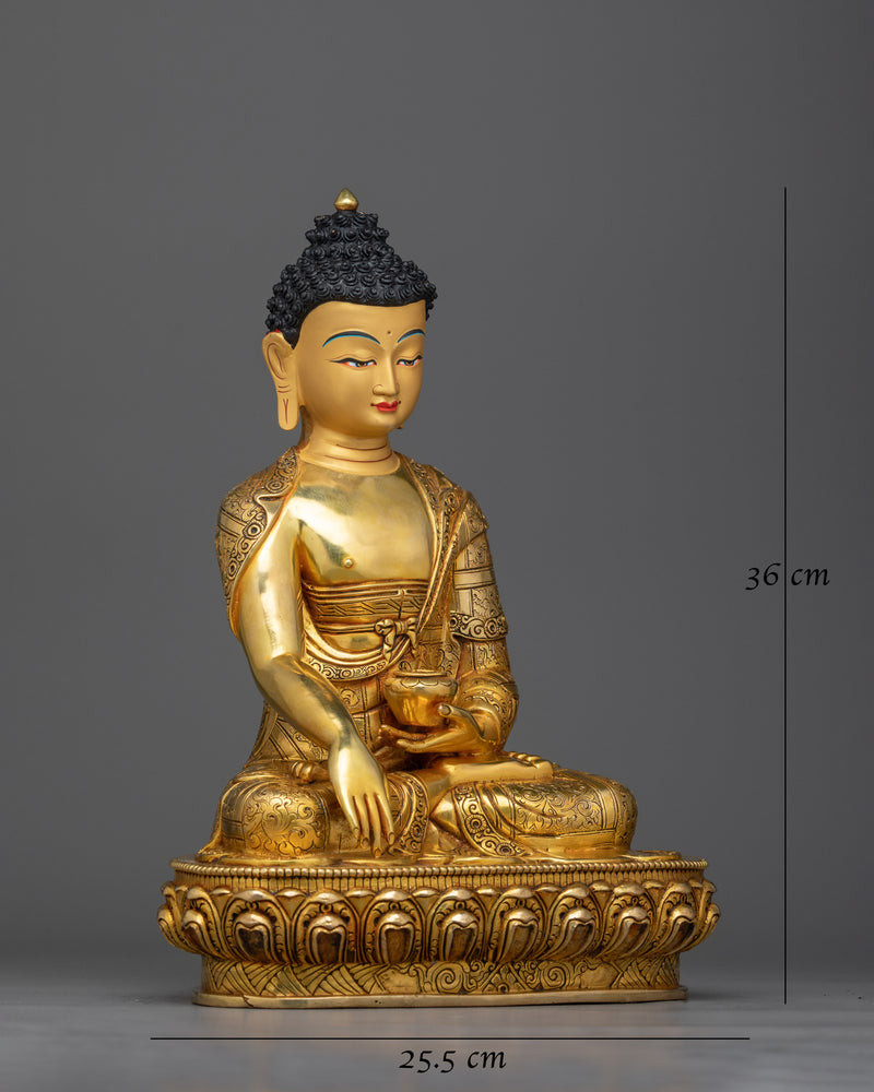 Gold Gilded Enlighten Teacher Shakyamuni Buddha Statue | Handcrafted Symbol of Enlightenment