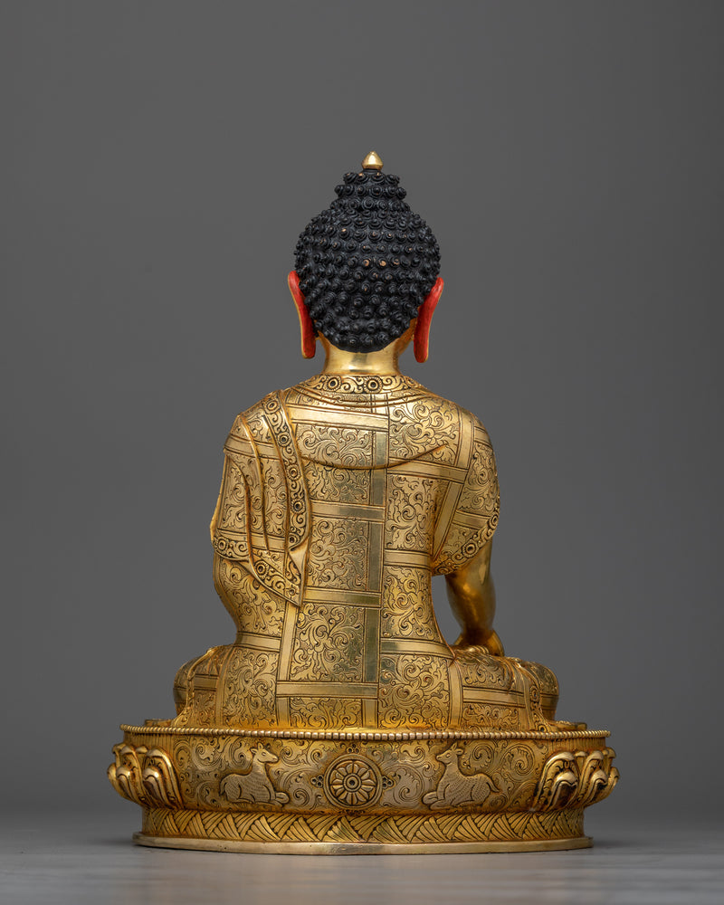 Gold Gilded Enlighten Teacher Shakyamuni Buddha Statue | Handcrafted Symbol of Enlightenment