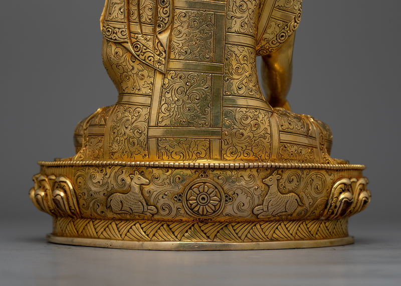 Gold Gilded Enlighten Teacher Shakyamuni Buddha Statue | Handcrafted Symbol of Enlightenment