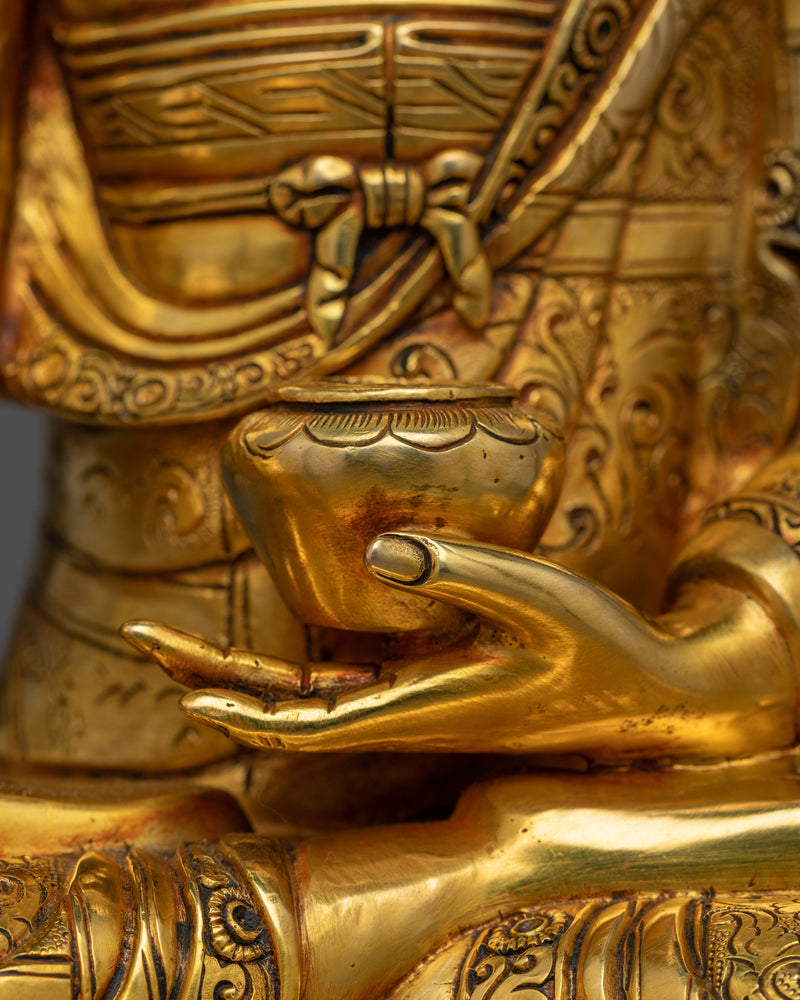 Gold Gilded Enlighten Teacher Shakyamuni Buddha Statue | Handcrafted Symbol of Enlightenment