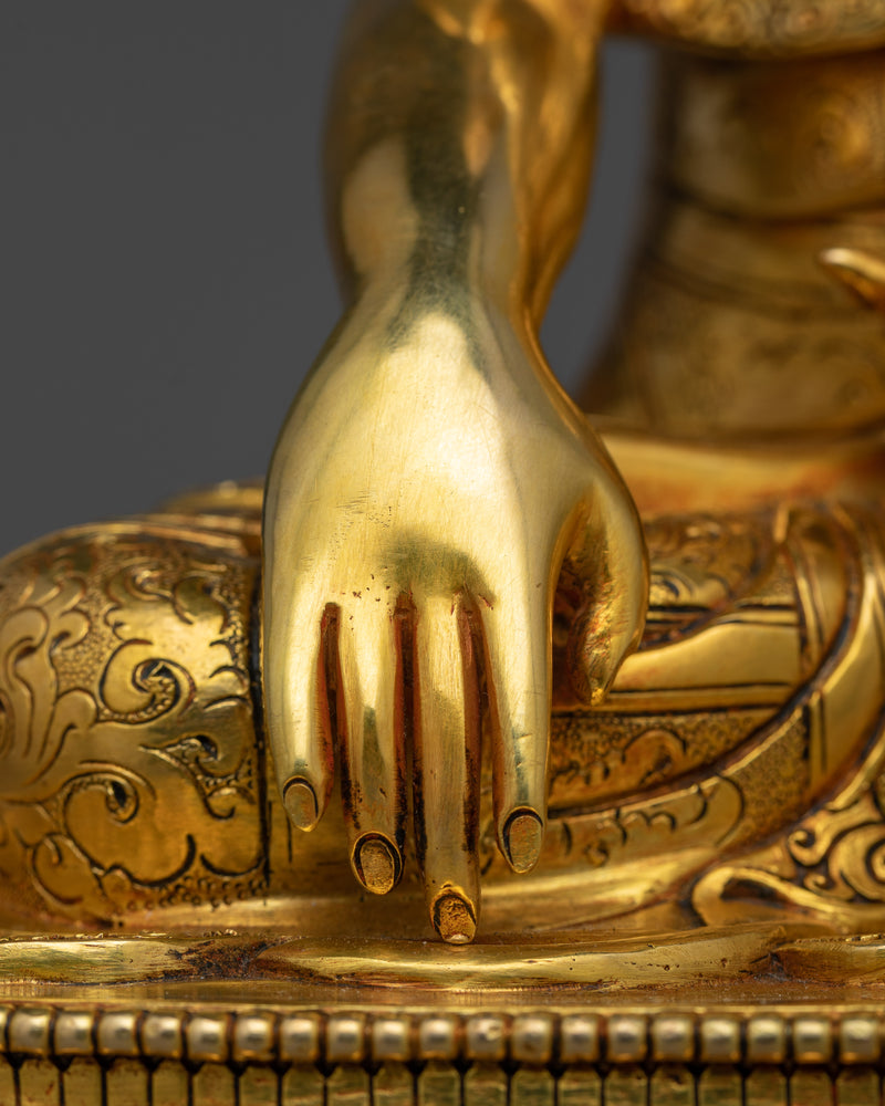 Gold Gilded Enlighten Teacher Shakyamuni Buddha Statue | Handcrafted Symbol of Enlightenment