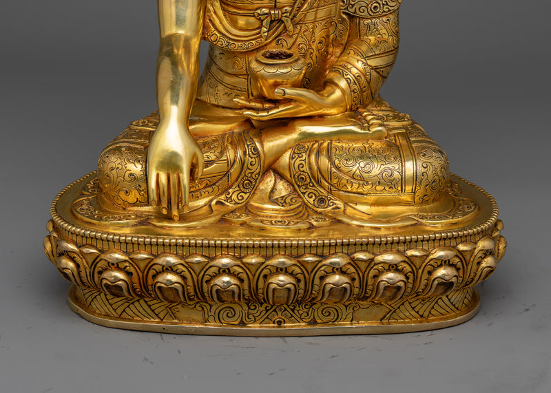 Gold Gilded Enlighten Teacher Shakyamuni Buddha Statue | Handcrafted Symbol of Enlightenment