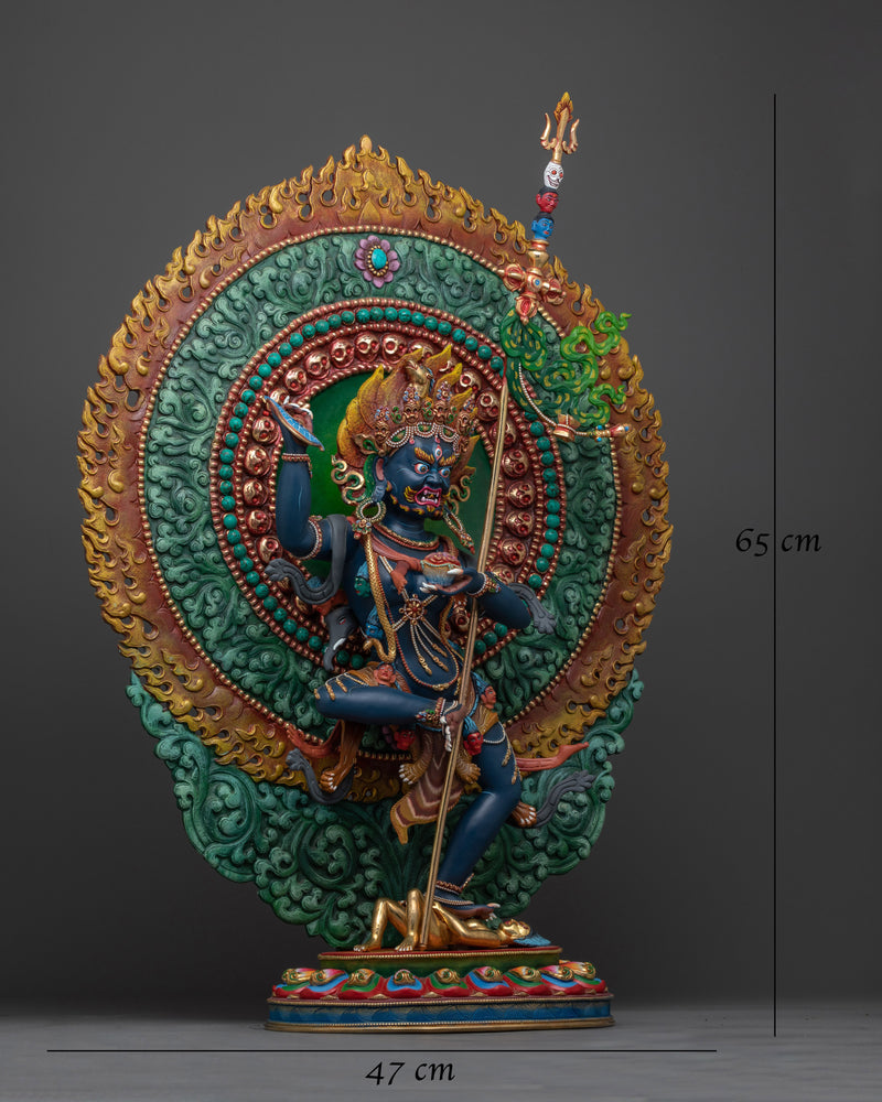 Magnificent Dorje Phagmo Royal Blue Hand-Painted Statue | Icon of Supreme Protection