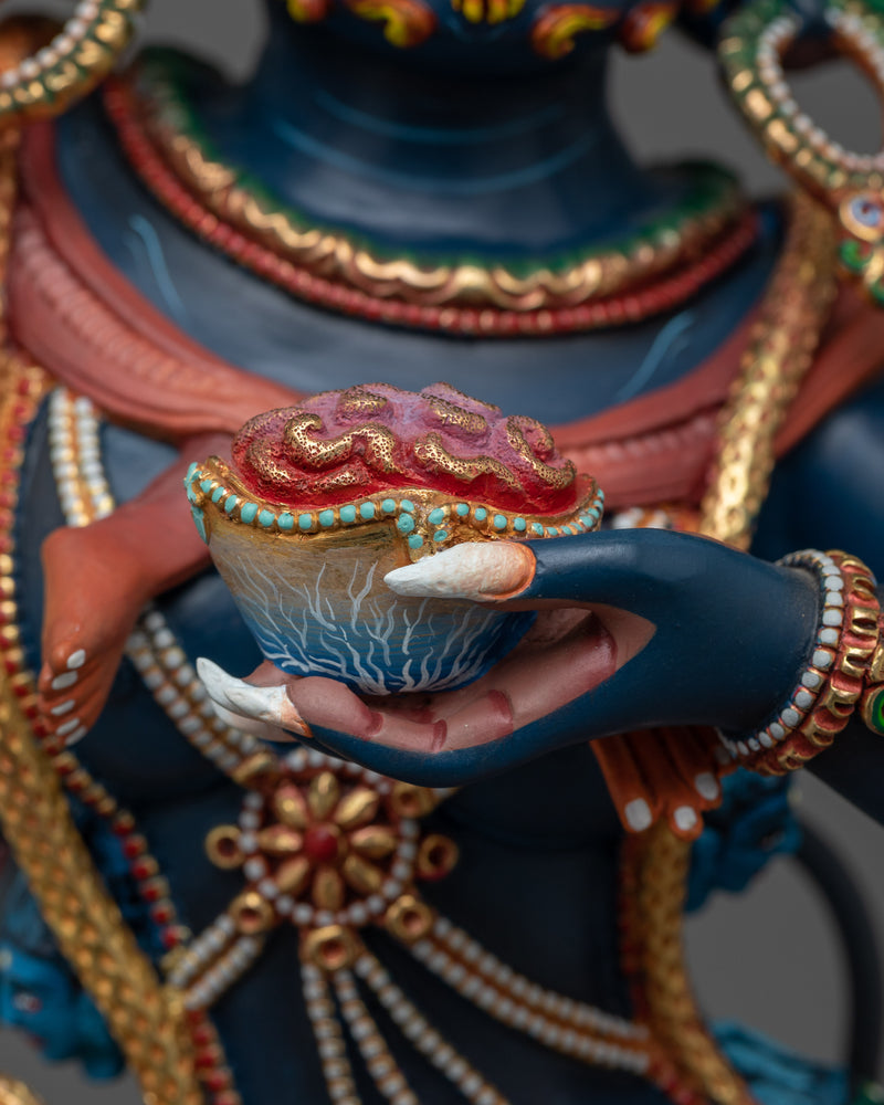 Magnificent Dorje Phagmo Royal Blue Hand-Painted Statue | Icon of Supreme Protection