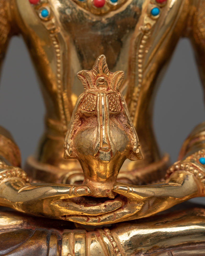 Amitayus Gold Gilded Copper Statue | Handcrafted Symbol of Longevity