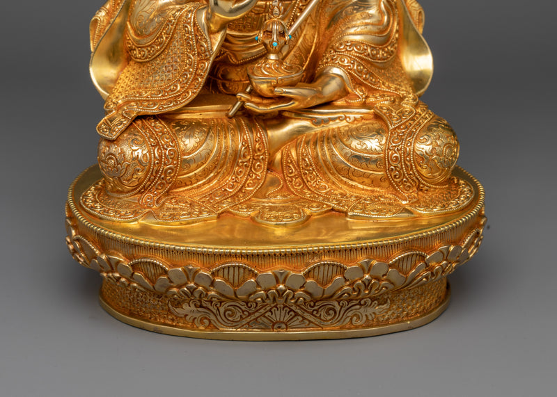 Guru Rinpoche Gold-Gilded Tantric Master Statue | A Beacon of Vajrayana Enlightenment