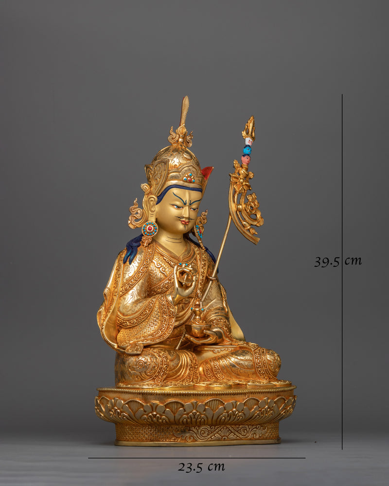 Guru Rinpoche Gold-Gilded Tantric Master Statue | A Beacon of Vajrayana Enlightenment