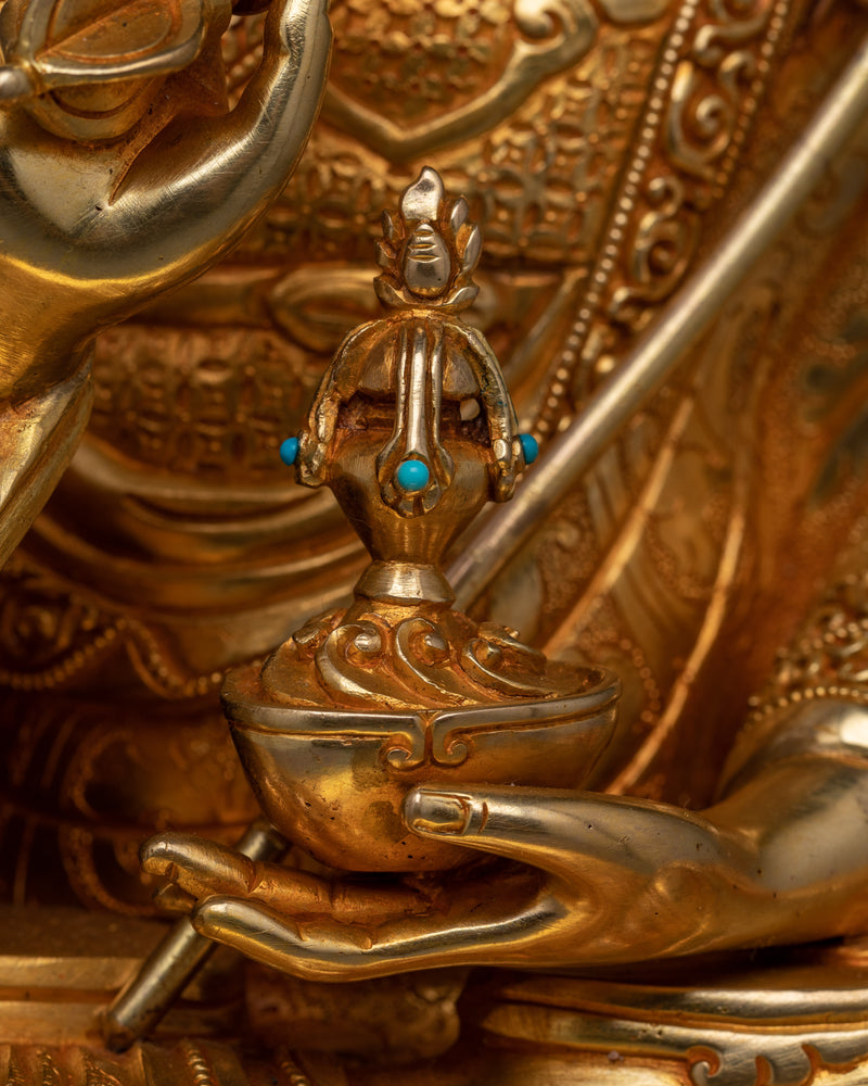 Guru Rinpoche Gold-Gilded Tantric Master Statue | A Beacon of Vajrayana Enlightenment