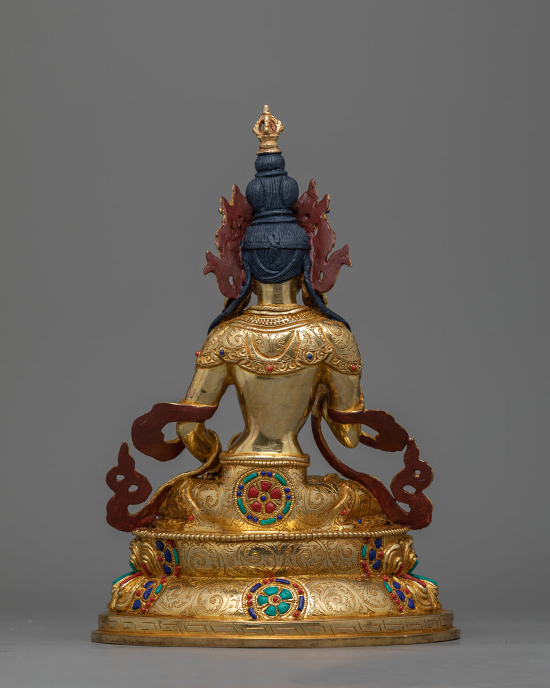 Vajrasattva Adorned with Hand Carved Gemstone Statue | Symbol of Spiritual Purification