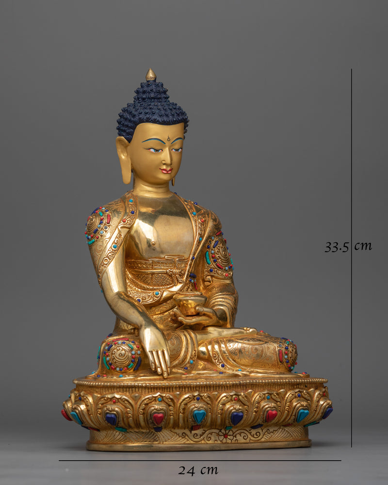 Gold Gilded Serene Shakyamuni Buddha Statue | Handcrafted Symbol of Peace and Enlightenment