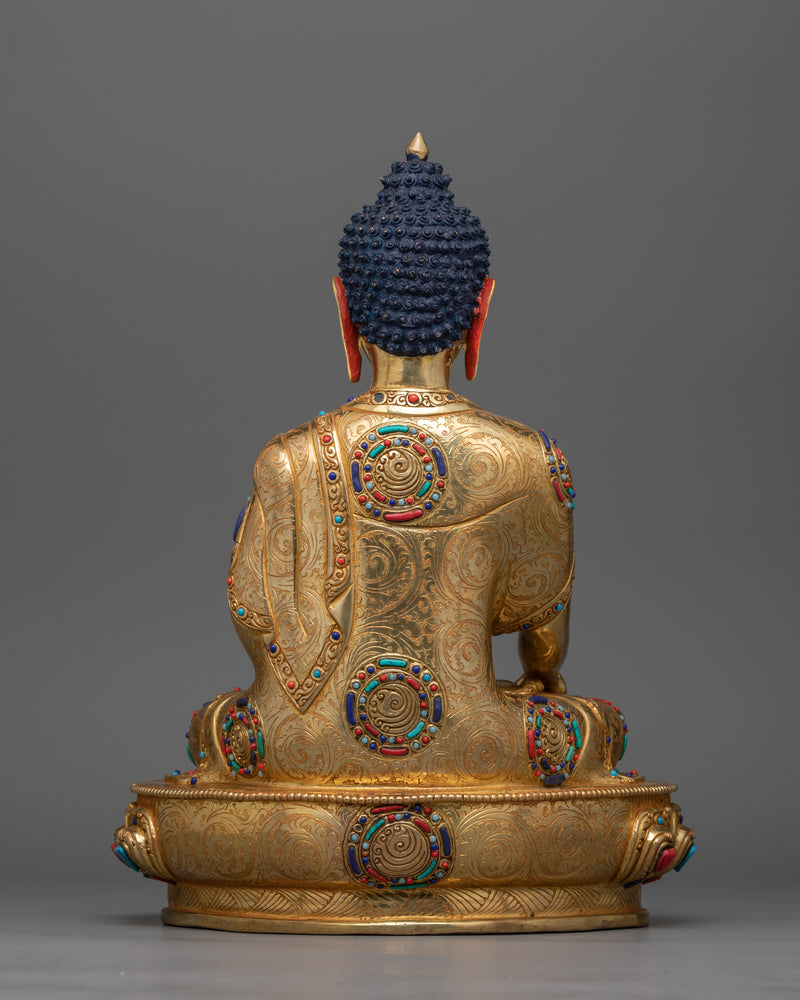 Gold Gilded Serene Shakyamuni Buddha Statue | Handcrafted Symbol of Peace and Enlightenment