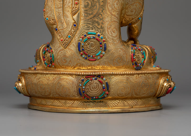 Gold Gilded Serene Shakyamuni Buddha Statue | Handcrafted Symbol of Peace and Enlightenment