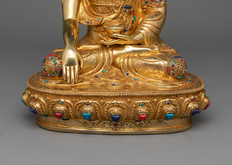 Gold Gilded Serene Shakyamuni Buddha Statue | Handcrafted Symbol of Peace and Enlightenment