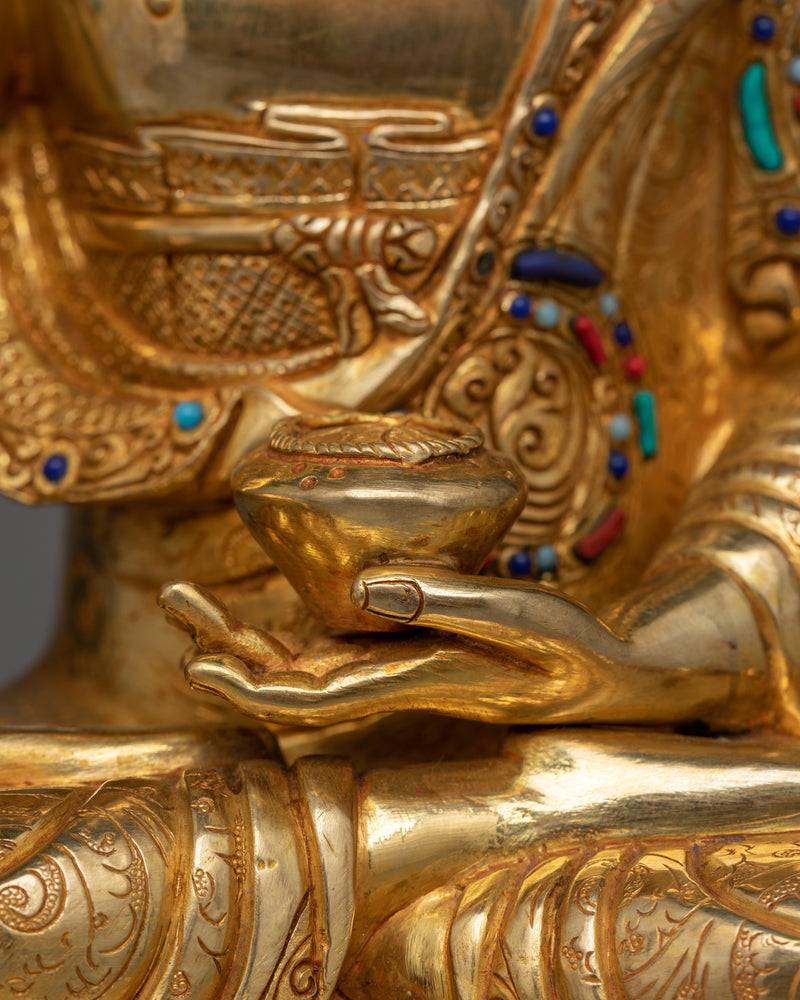 Gold Gilded Serene Shakyamuni Buddha Statue | Handcrafted Symbol of Peace and Enlightenment