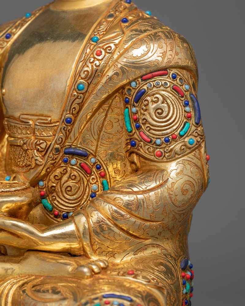 Gold Gilded Serene Shakyamuni Buddha Statue | Handcrafted Symbol of Peace and Enlightenment