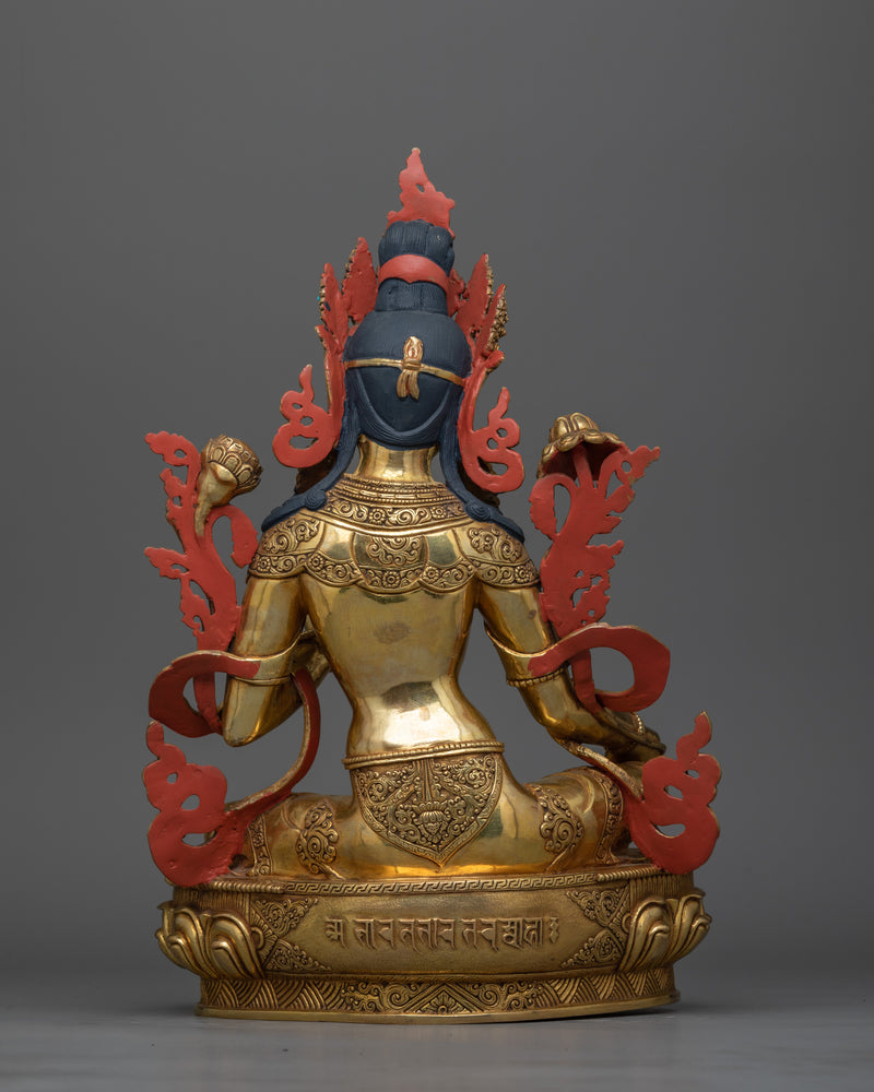 Shyamatara Gold Gilded Statue | Handcrafted Symbol of Compassion and Protection