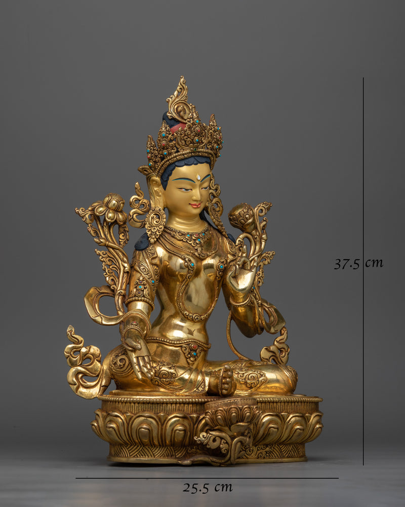 Shyamatara Gold Gilded Statue | Handcrafted Symbol of Compassion and Protection