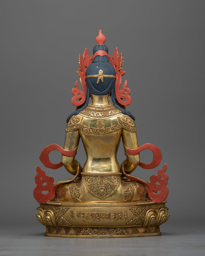 24K Gold Gilded Amitayus Statue | Handcrafted Symbol of Longevity and Wisdom