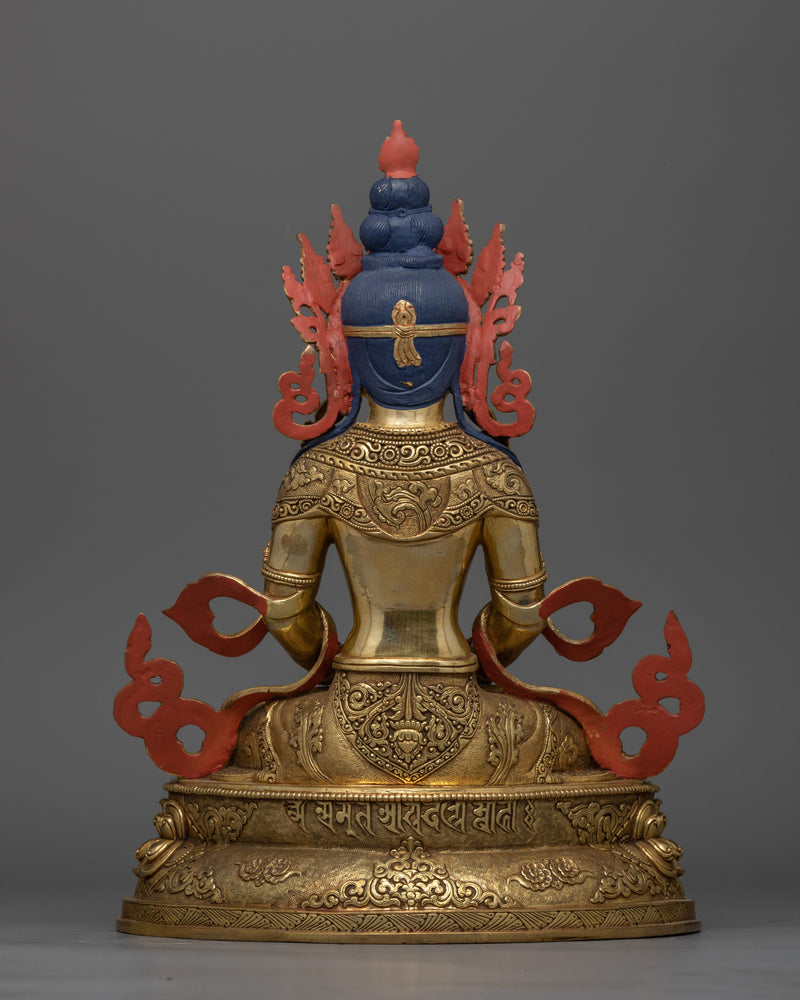 Tsepame 24K Gold Gilded Statue | Handcrafted Amitayus Symbol of Longevity