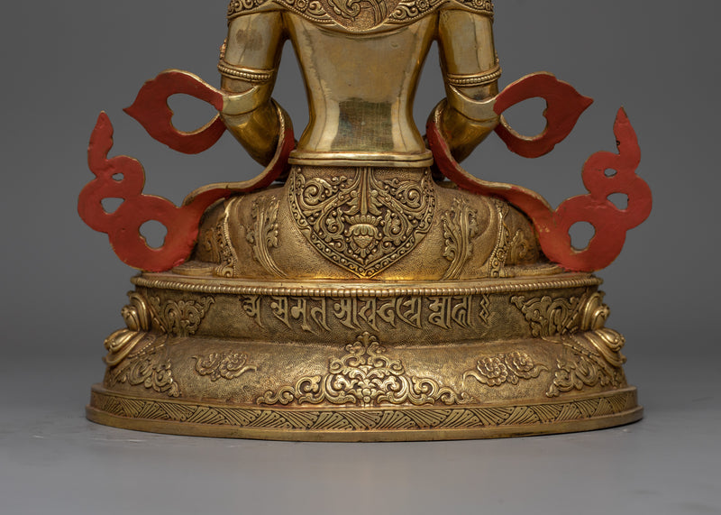 Tsepame 24K Gold Gilded Statue | Handcrafted Amitayus Symbol of Longevity