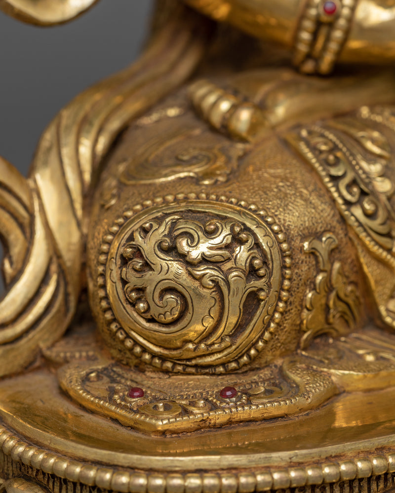 Tsepame 24K Gold Gilded Statue | Handcrafted Amitayus Symbol of Longevity