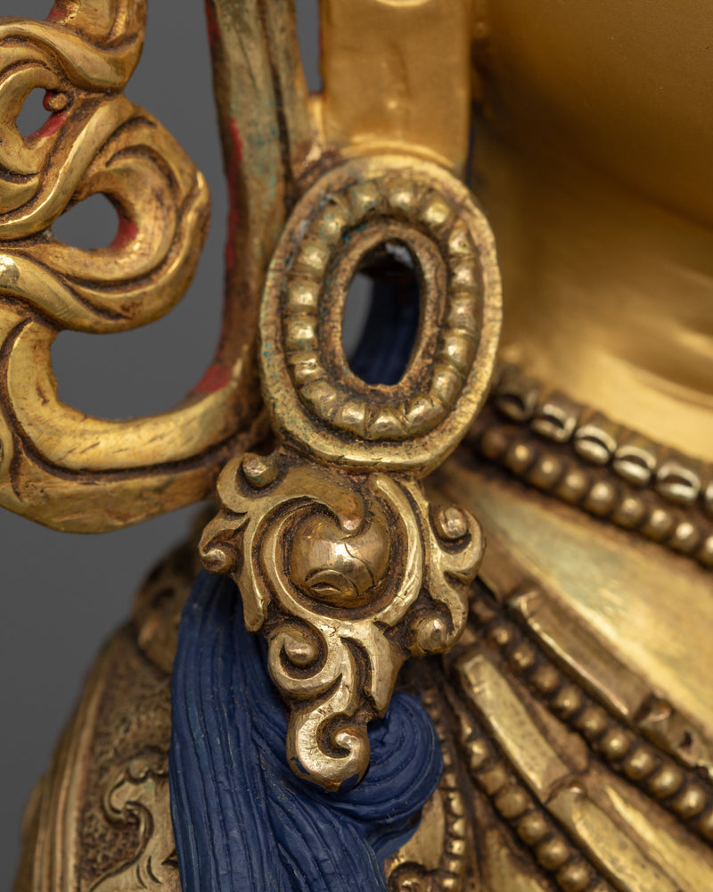 Tsepame 24K Gold Gilded Statue | Handcrafted Amitayus Symbol of Longevity