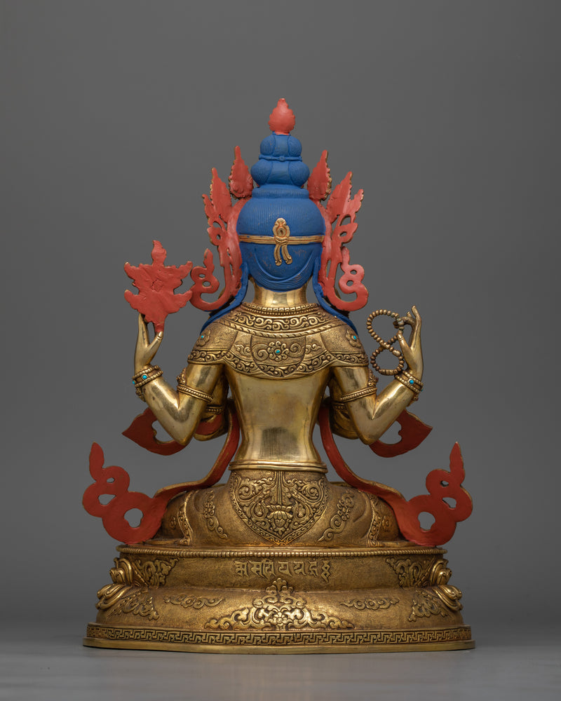 Compassionate Deity Chenrezig Figure Statue - Handcrafted Symbol of Loving-Kindness