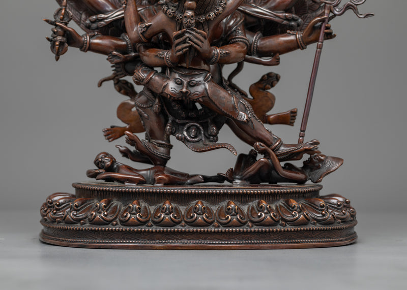 Powerful Vajrakilaya Oxidized Copper Statue | Handcrafted Symbol of Protection