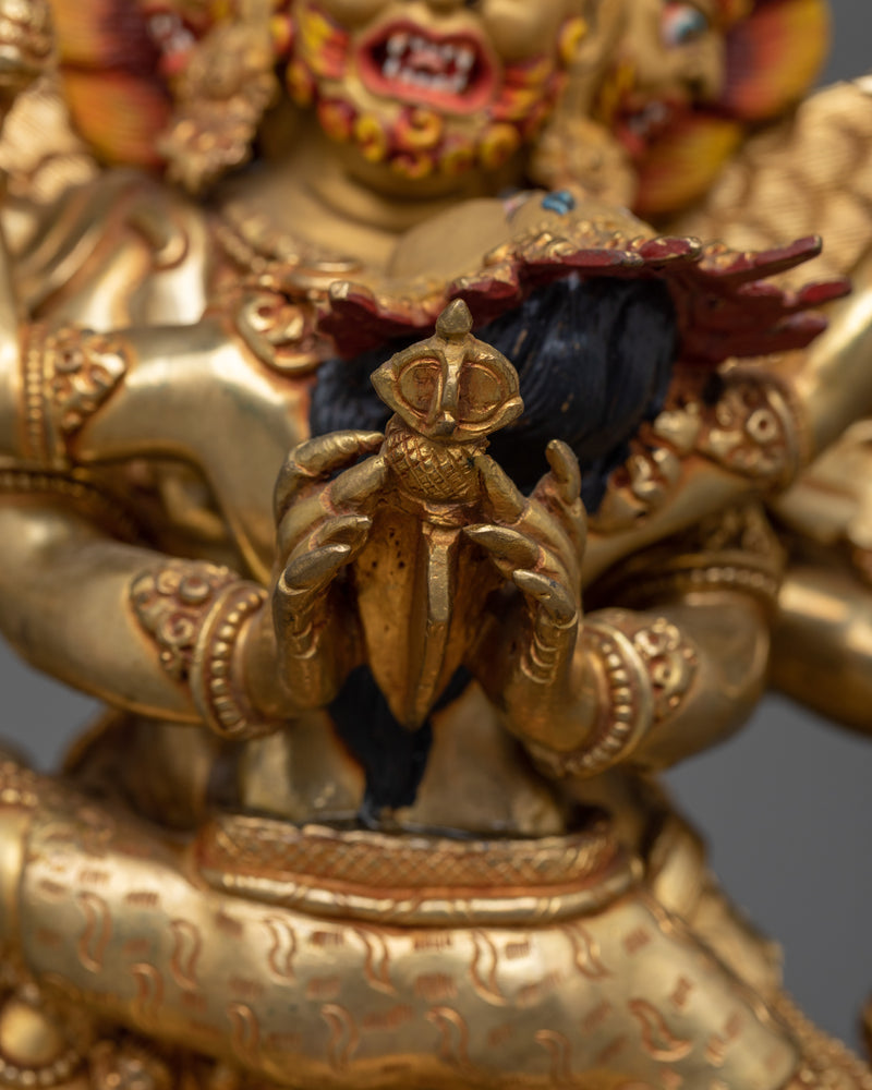 Powerful Vajrakilaya Gold Gilded Statue | Handcrafted Symbol of Protection