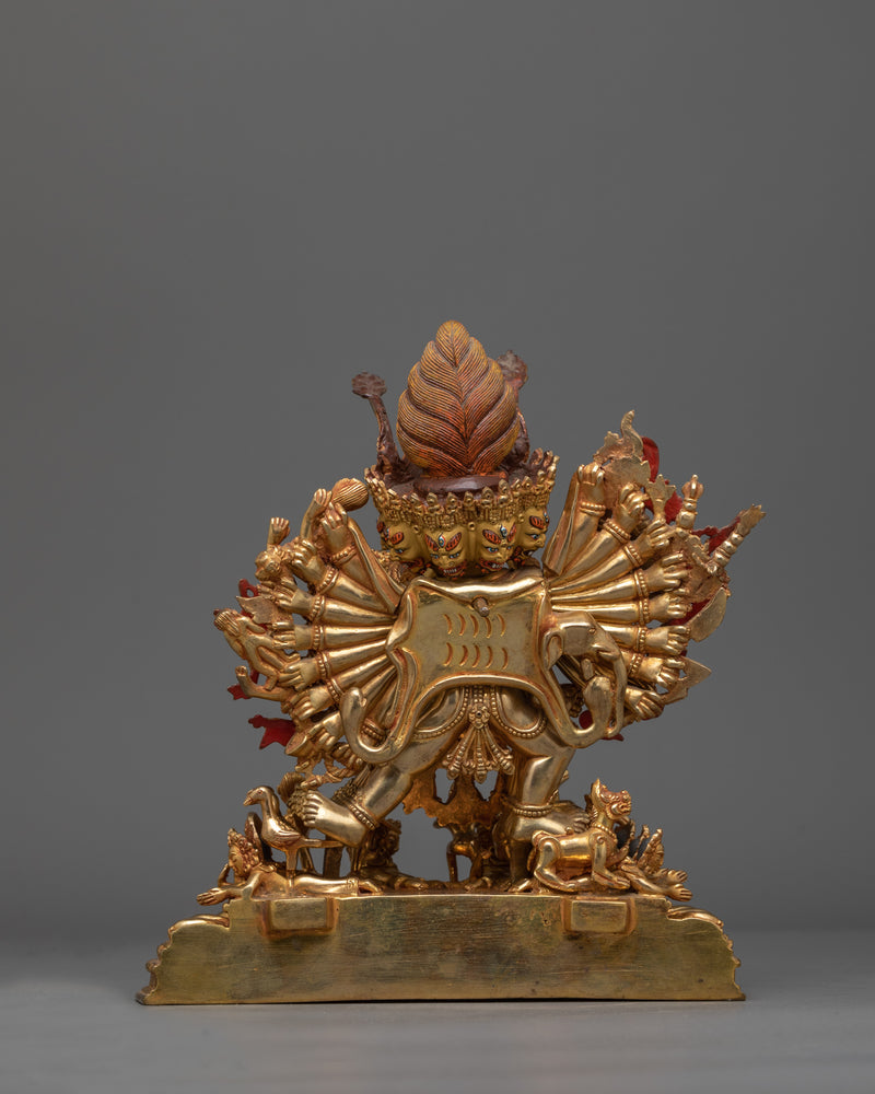 Powerful Yamantaka Gold Gilded Statue | Handcrafted Symbol of Protection