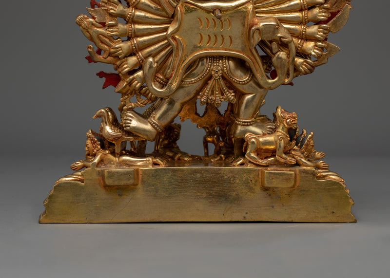 Powerful Yamantaka Gold Gilded Statue | Handcrafted Symbol of Protection