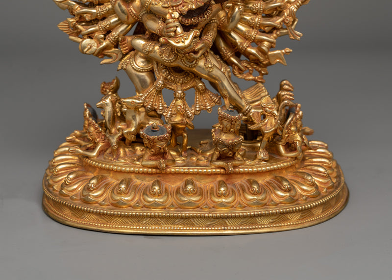 Powerful Yamantaka Gold Gilded Statue | Handcrafted Symbol of Protection