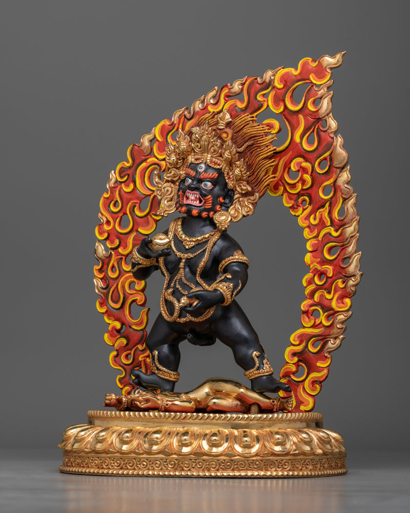 Striking Black Dzambhala Colored Statue | Handcrafted Symbol of Wealth and Protection