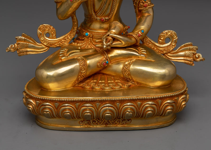 Handmade Vajrasattva 24K Gold Gilded Statue | Symbol of Purity and Enlightenment