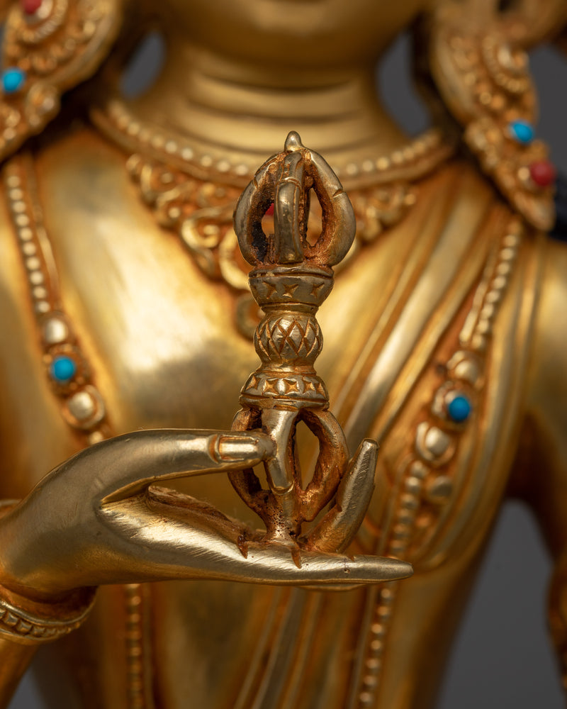 Handmade Vajrasattva 24K Gold Gilded Statue | Symbol of Purity and Enlightenment