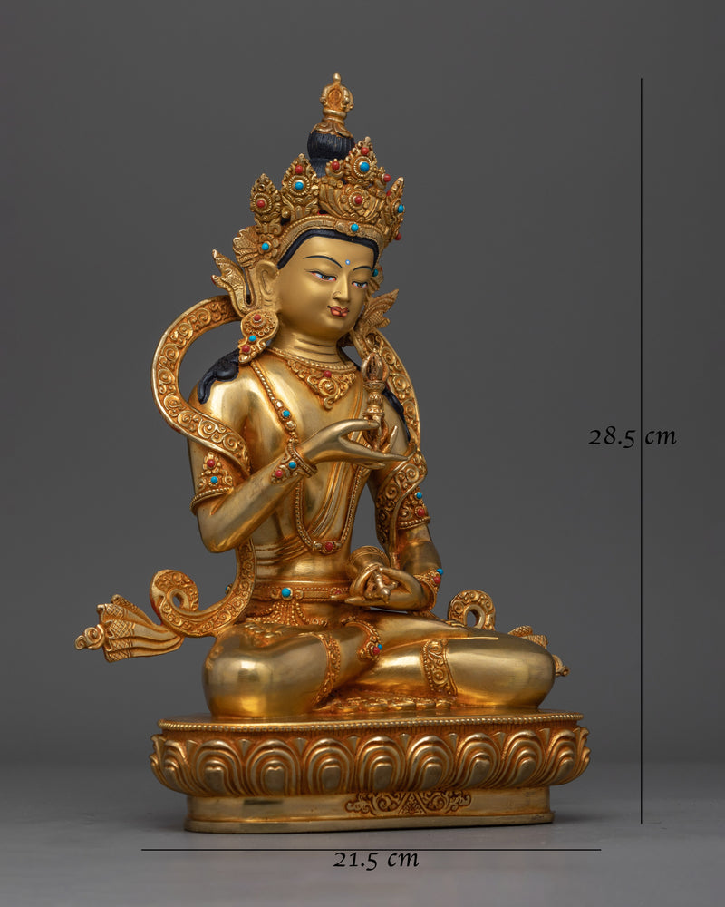 Handmade Vajrasattva 24K Gold Gilded Statue | Symbol of Purity and Enlightenment