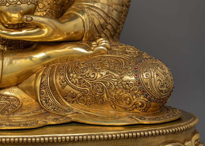 Gautama Shakyamuni Buddha 24K Gold Gilded Statue | Radiant Symbol of Enlightenment