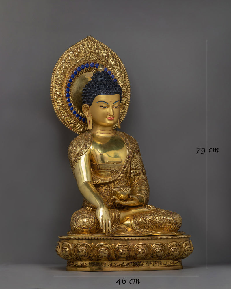 Gautama Shakyamuni Buddha 24K Gold Gilded Statue | Radiant Symbol of Enlightenment