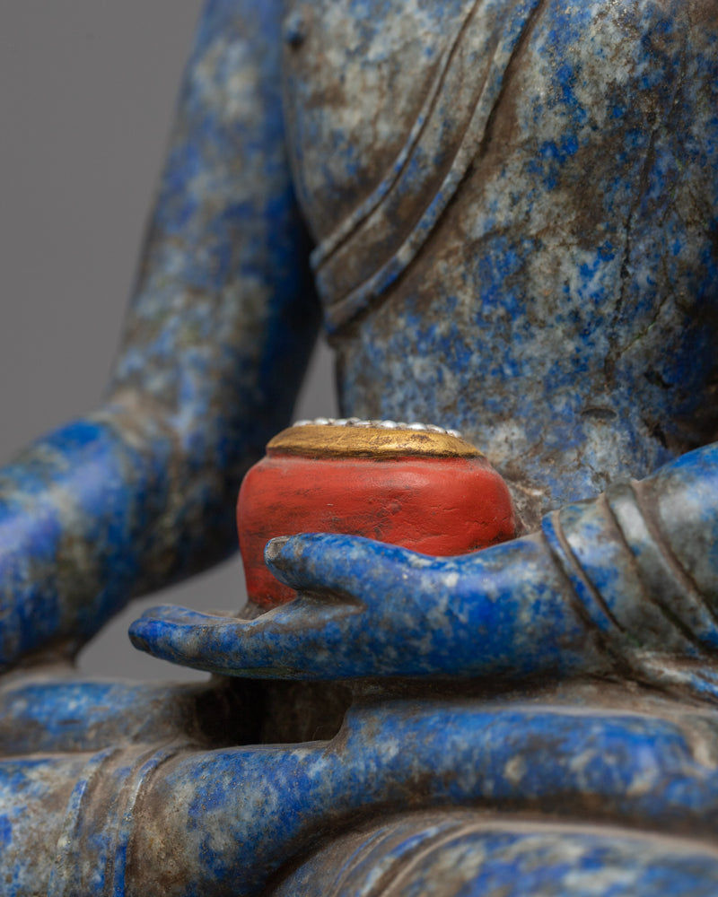 Stunning Shakyamuni Buddha Lapis Stone Statue | Handcrafted Symbol of Enlightenment