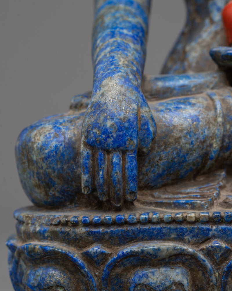 Stunning Shakyamuni Buddha Lapis Stone Statue | Handcrafted Symbol of Enlightenment